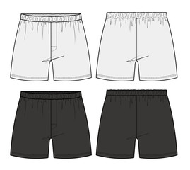 Pants Boxer Shorts fashion flat technical drawing template	