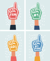 Color set of foam hand.