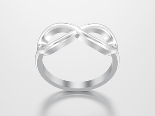 3D illustration silver simple infinity ring