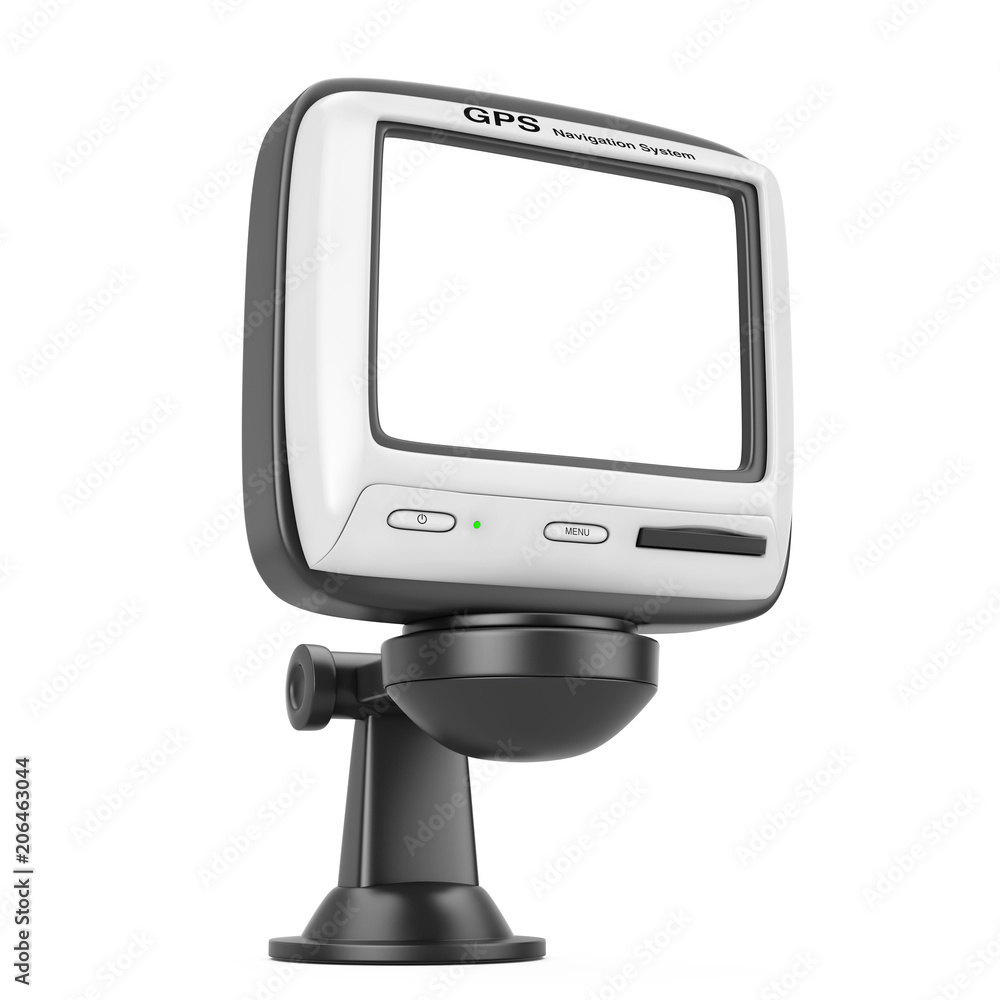 Poster navigation and global positioning system gps device with blank screen. 3d rendering