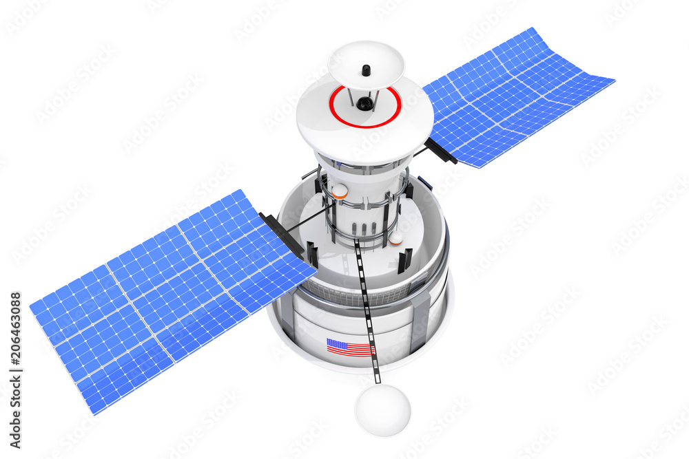 Poster modern world global navigation satelite. 3d rendering