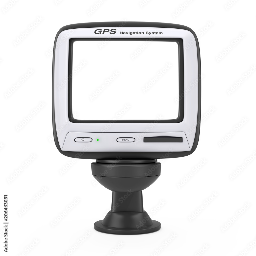 Poster navigation and global positioning system gps device with blank screen. 3d rendering