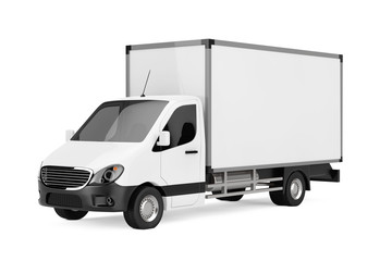 White Commercial Industrial Cargo Delivery Van Truck. 3d Rendering