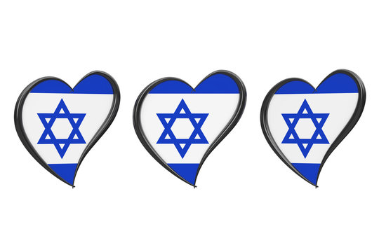 Israel Flag Inside Heart. Eurovision Song Contest 2019 In Israel. 3d Rendering