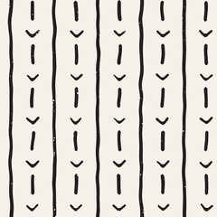 Fototapeta premium Hand drawn lines seamless grungy pattern. Abstract geometric repeating texture in black and white.