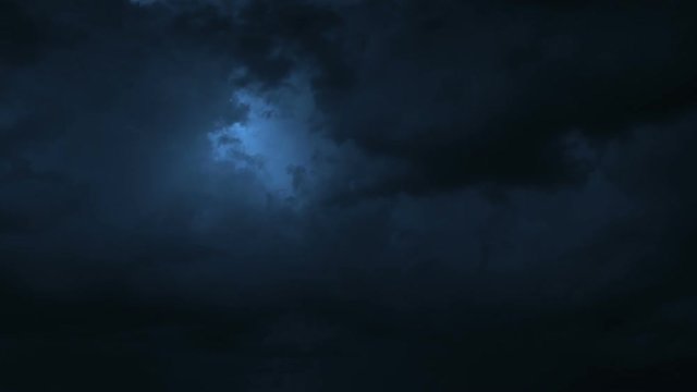 Thunderstorm Clouds at Night with Lightning. HD 1080.
