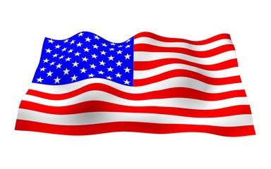 Waving flag of the United States of America. Stars and Stripes. State symbol of the USA