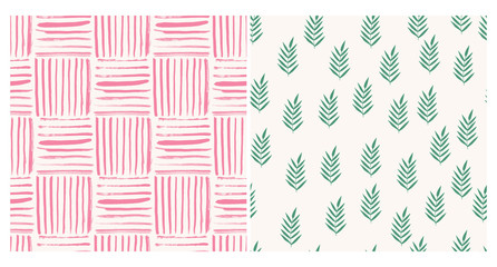 Hand drawn set of scandinavian cards. Patterns with geometric lines and herbs.