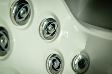 Close up detail of jacuzzi bath background. Abstract texture modern healthy luxurylifestyle