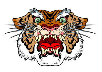 the head of a wicked  tiger