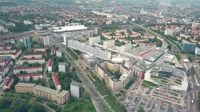 Aerial shot of Seevorstadt-West district in Dresden, Germany