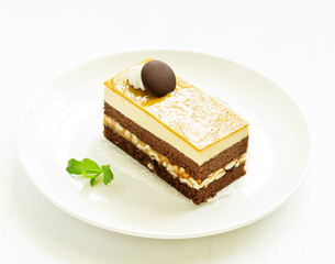 Chocolate Cake with caramel and nuts.