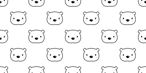 Obraz premium Bear seamless pattern polar bear vector panda isolated background illustration cartoon wallpaper white