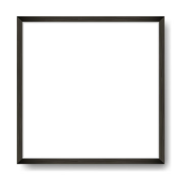 Square Blank framed poster on white wall. Vector template