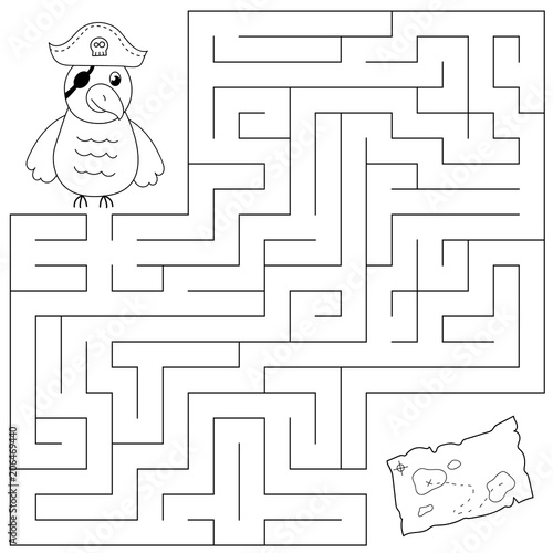 educational maze game for kids help the pirate parrot find the way to