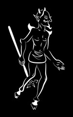 The illustration with the male the demon.