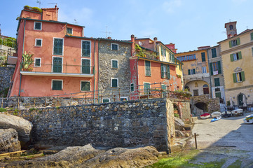 Fototapeta na wymiar Colourful Houses Of Tellaro Typical Medieval Town of Liguria Italy