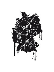 Obraz premium graffiti tropfen farbe kratzer risse karte land 3 farben deutschland nation schwarz rot gold flagge design logo cool