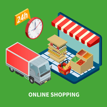 Online Shopping Isometric Illustration 