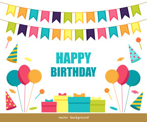 Vector background with Birthday elements.