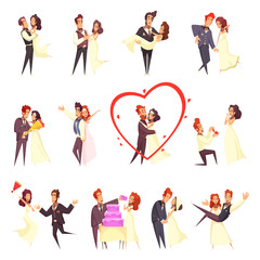Newlyweds Cartoon Set