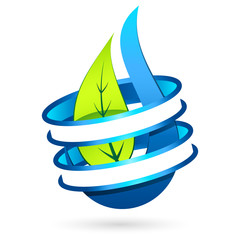 Nachhaltigkeit Logo - Baumblatt mit Wassertropfen umhüllt mit Ringen