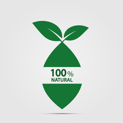 eco green energy concept,100 percent natural label. Vector illustration.