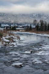 a mountain stream flows at the foot of the Zigalga Range