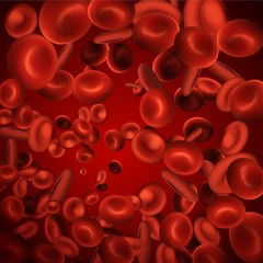 View under a microscope, blood-red blood cells in a living body