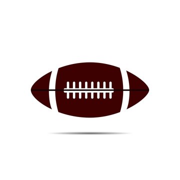 American football ball flat icon with shadow. Rugby ball. Vector illustration.