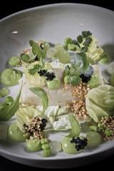 plate codfish with caviar and buckwheat