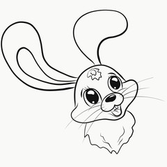 Cheerful hare with long ears