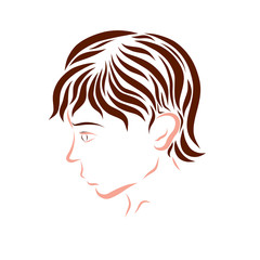 Young man with brown hair, profile