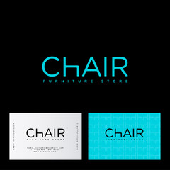 Fototapeta premium Furniture store logo. Logo chair. The letter H is similar to the silhouette of a chair, Identity. Business card and pattern.