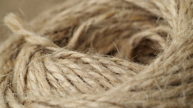 Jute burlap rustic twine string rope cord. Close up.
