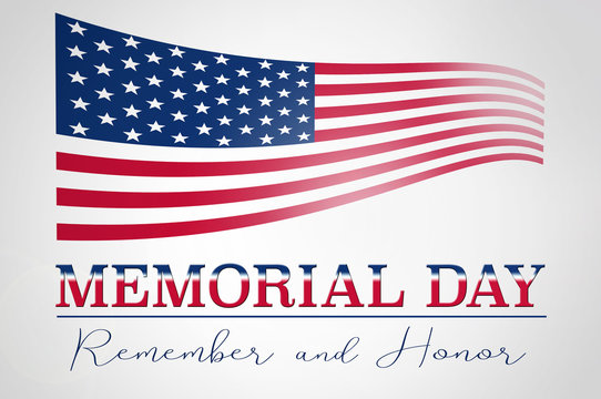 Memorial day background with text andwavibg flag