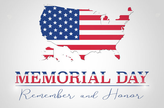 Memorial Day background with USA map and flag