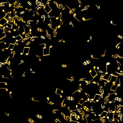 Musical Signs. Modern Background with Notes. Vector Element for Musical Poster, Banner, Advertising, Card. Minimalistic Simple Background.
