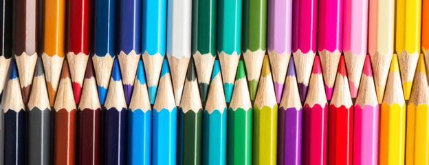 Set of colored pastel pencils in row multi color in form of closed zipper - 206479815