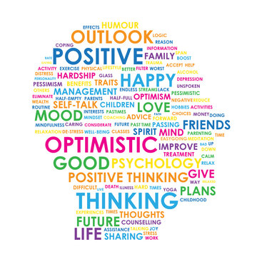 POSITIVE THINKING colourful tag cloud