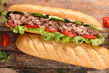 sandwich with vegetable and tuna