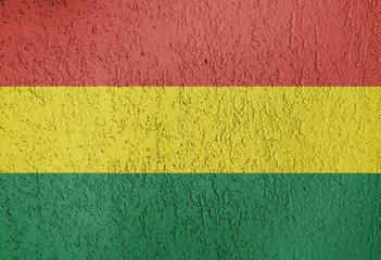The texture of the Bolivia flag on the wall of the plaster.