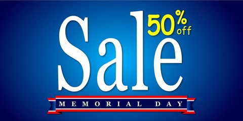 Memorial day, banner or poster with text SALE