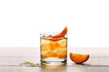 godfather cocktail with orage and alcohol