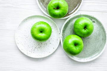 fresh organic green fruits with apples on white background top v