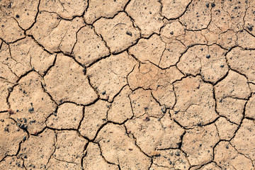 Dried and cracked earth soil.