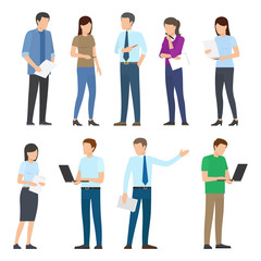 Obraz premium Startup Poster with Business People Men and Women