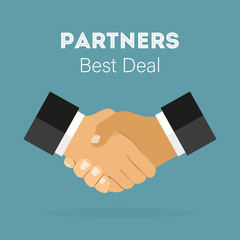 Handshake of business partners, Best Deal, in flat style illustration