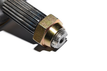 detail for the repair of a machine, a product made of metal, a spare part on a white background,