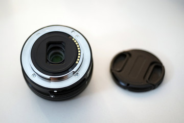 Camera lens and cover cap  back side close up